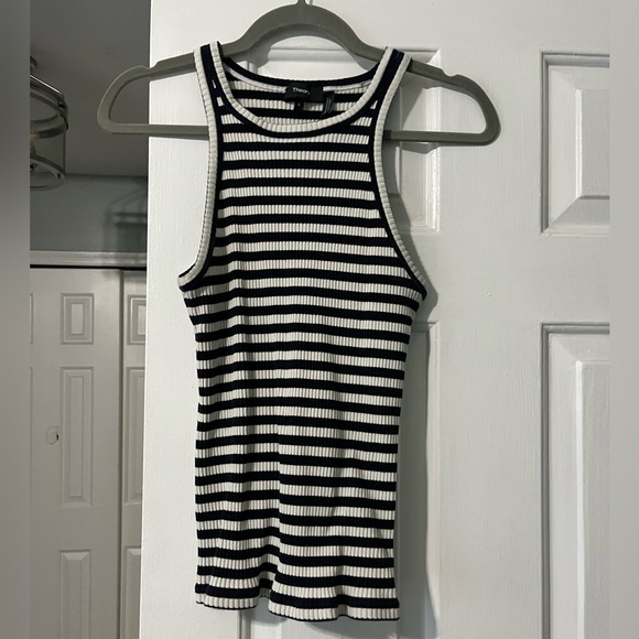THEORY striped Rib Stretch Cotton Racer Tank - Picture 2 of 6